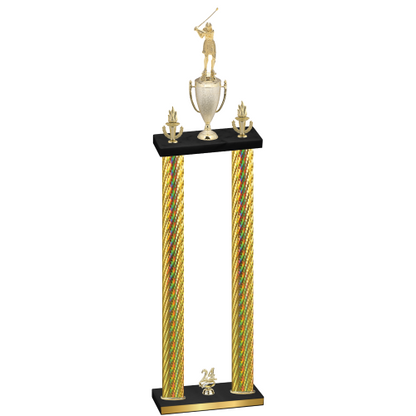 Double Gold Carbon Fiber Year Golf Trophy