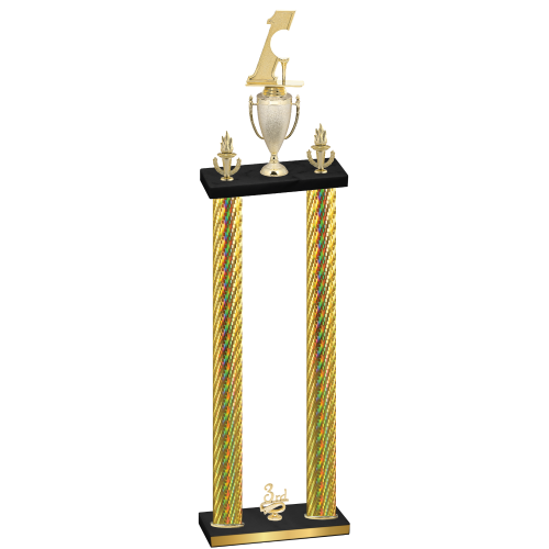 Double Gold Carbon Fiber Third Place Golf Trophy
