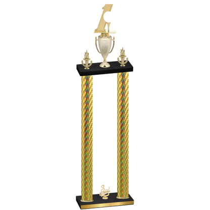 Double Gold Carbon Fiber Third Place Golf Trophy
