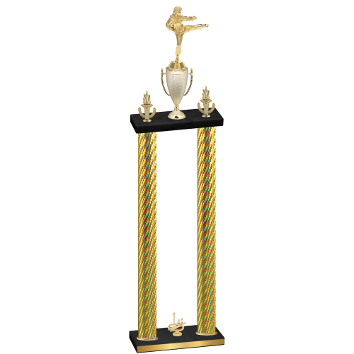 Double Gold Carbon Fiber First Place Karate Trophy
