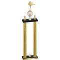 Double Gold Carbon Fiber Third Place Karate Trophy