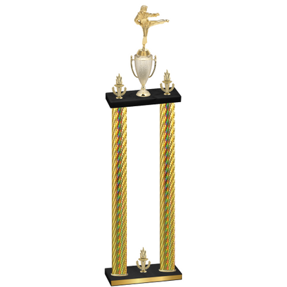 Double Gold Carbon Fiber Victory Karate Trophy