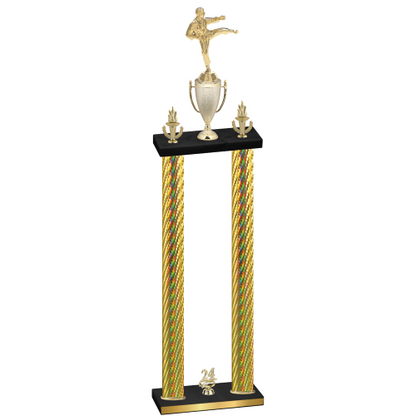Double Gold Carbon Fiber Year Karate Trophy