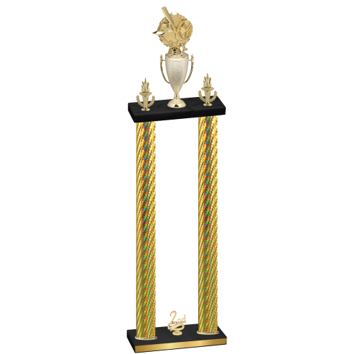 Double Gold Carbon Fiber Second Place Baseball Trophy