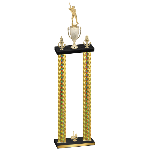 Double Gold Carbon Fiber First Place Baseball Trophy