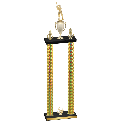 Double Gold Carbon Fiber Fourth Place Baseball Trophy