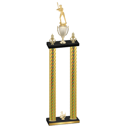 Double Gold Carbon Fiber Third Place Softball Trophy