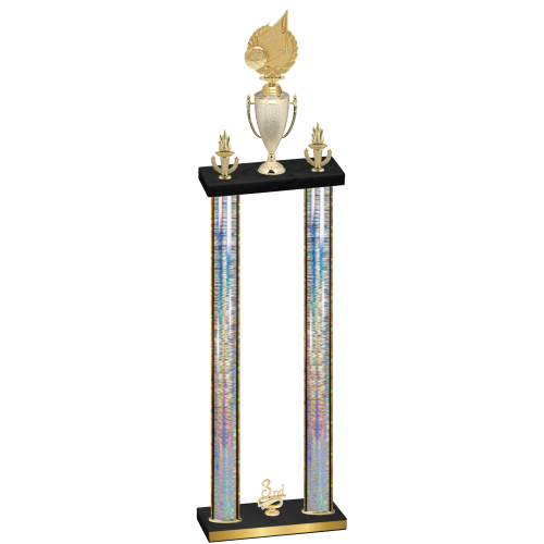 Double Silver Glacier Third Place Volleyball Trophy