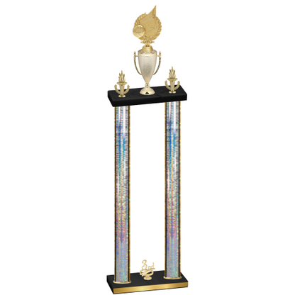 Double Silver Glacier Third Place Volleyball Trophy