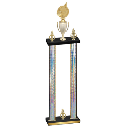 Double Silver Glacier Victory Volleyball Trophy