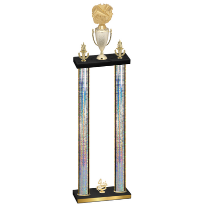 Double Silver Glacier Fourth Place Cheerleading Trophy