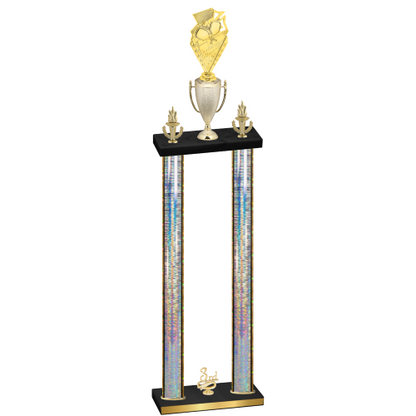 Double Silver Glacier Third Place Pickleball Trophy
