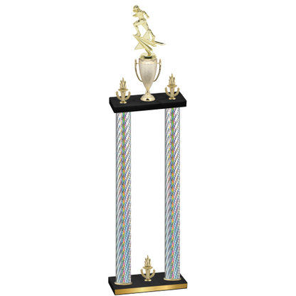Double Silver Carbon Fiber Victory Football Trophy