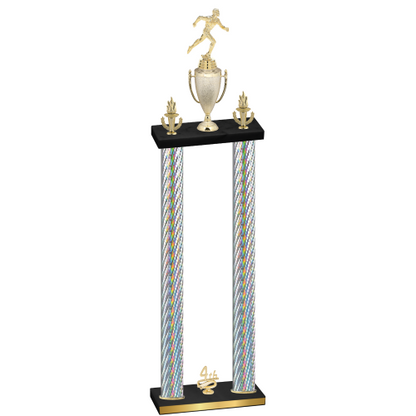 Double Silver Carbon Fiber Fourth Place Running Trophy