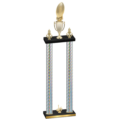 Double Silver Carbon Fiber First Place Football Trophy
