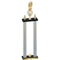 Double Silver Carbon Fiber Fourth Place Football Trophy