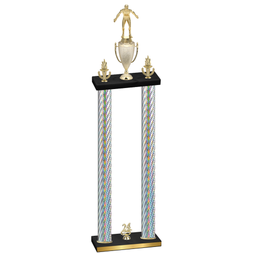 Double Silver Carbon Fiber Year Wrestling Trophy