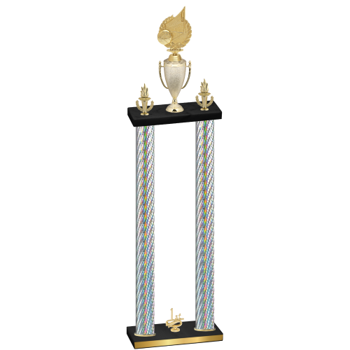 Double Silver Carbon Fiber First Place Volleyball Trophy