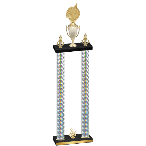Double Silver Carbon Fiber Third Place Volleyball Trophy