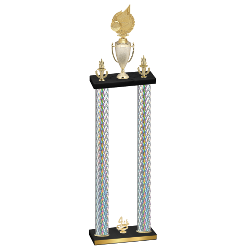 Double Silver Carbon Fiber Fourth Place Volleyball Trophy