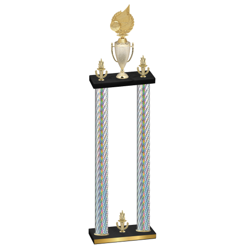 Double Silver Carbon Fiber Victory Volleyball Trophy