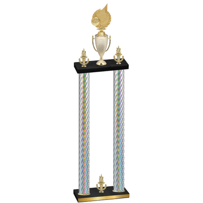 Double Silver Carbon Fiber Victory Volleyball Trophy