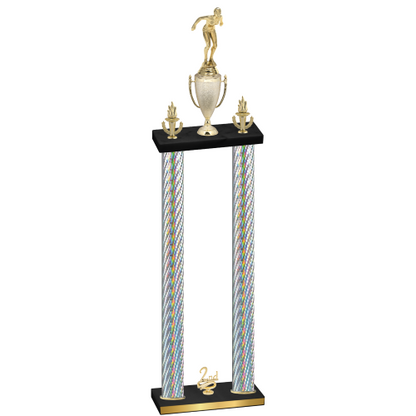 Double Silver Carbon Fiber Second Place Tennis Trophy