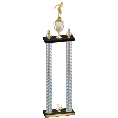 Double Silver Carbon Fiber Third Place Tennis Trophy