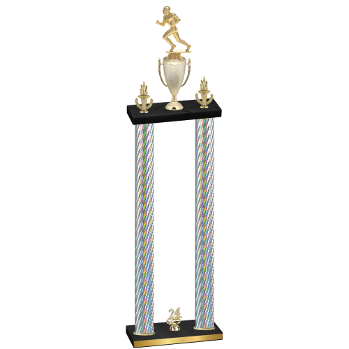 Double Silver Carbon Fiber Year Football Trophy