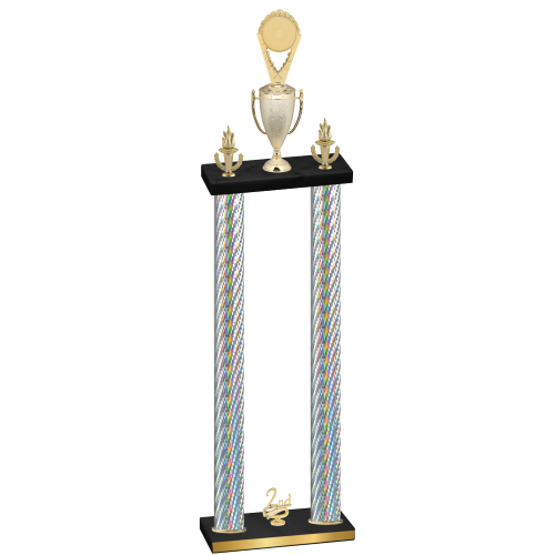 Double Silver Carbon Fiber Second Place Insert Trophy