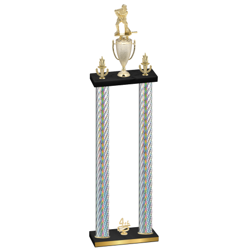 Double Silver Carbon Fiber Fourth Place Hockey Trophy