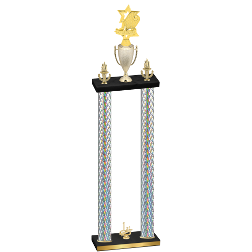 Double Silver Carbon Fiber First Place Pickleball Trophy
