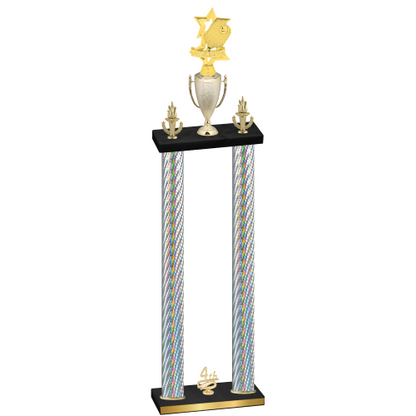 Double Silver Carbon Fiber Fourth Place Pickleball Trophy