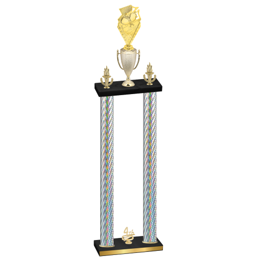 Double Silver Carbon Fiber Fourth Place Pickleball Trophy