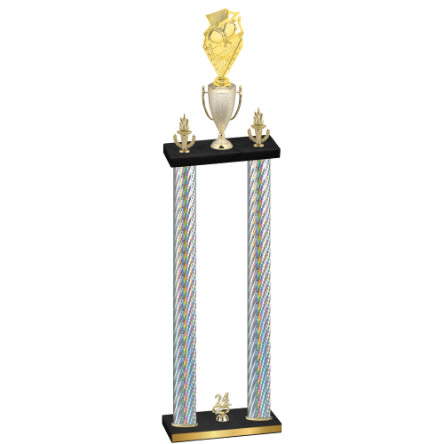 Double Silver Carbon Fiber Year Pickleball Trophy