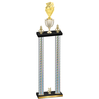 Double Silver Carbon Fiber Year Pickleball Trophy