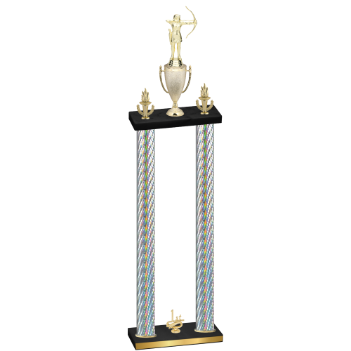 Double Silver Carbon Fiber First Place Archery Trophy