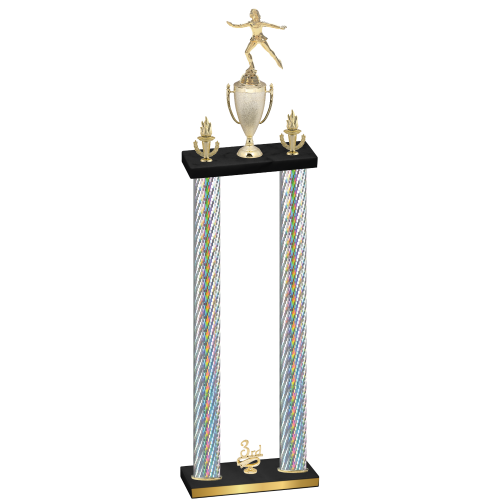 Double Silver Carbon Fiber Third Place Skater Trophy