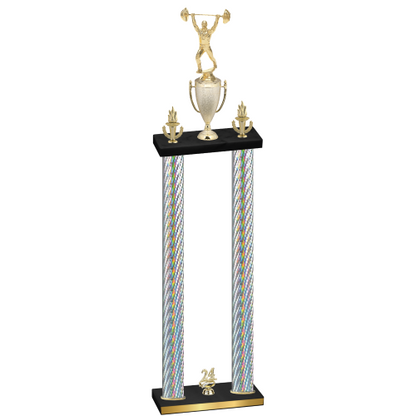 Double Silver Carbon Fiber Year Weights Trophy