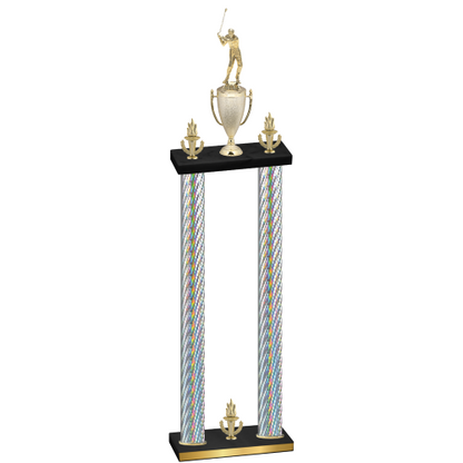 Double Silver Carbon Fiber Victory Golf Trophy