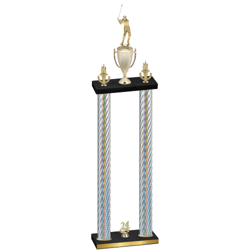 Double Silver Carbon Fiber Year Golf Trophy