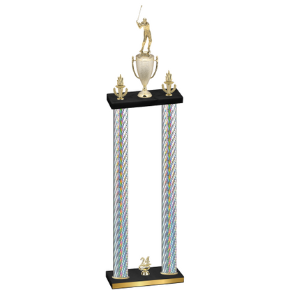 Double Silver Carbon Fiber Year Golf Trophy