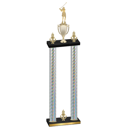 Double Silver Carbon Fiber Victory Golf Trophy