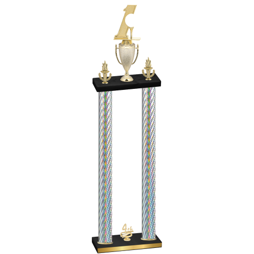 Double Silver Carbon Fiber Fourth Place Golf Trophy