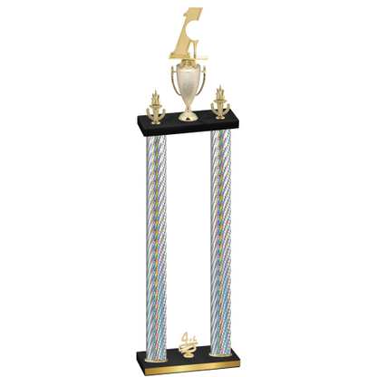 Double Silver Carbon Fiber Fourth Place Golf Trophy