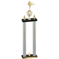 Double Silver Carbon Fiber Third Place Karate Trophy