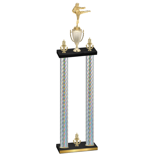 Double Silver Carbon Fiber Victory Karate Trophy
