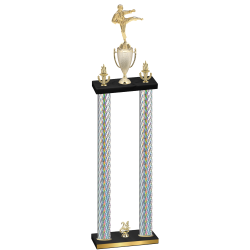 Double Silver Carbon Fiber Year Karate Trophy