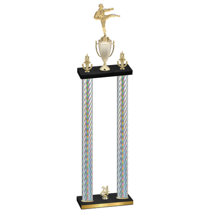 Double Silver Carbon Fiber Year Karate Trophy