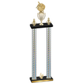 Double Silver Carbon Fiber Fourth Place Baseball Trophy